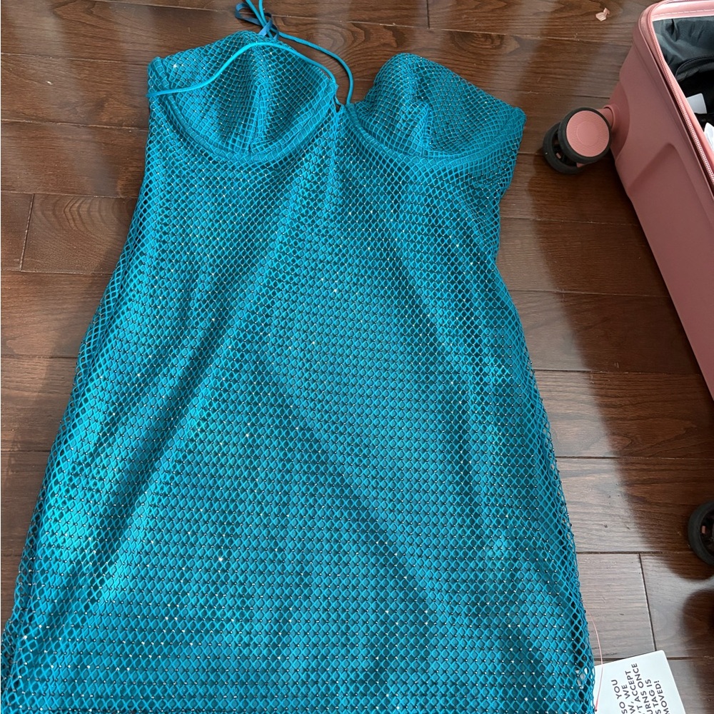 ASOS Blue Mesh Mini Dress